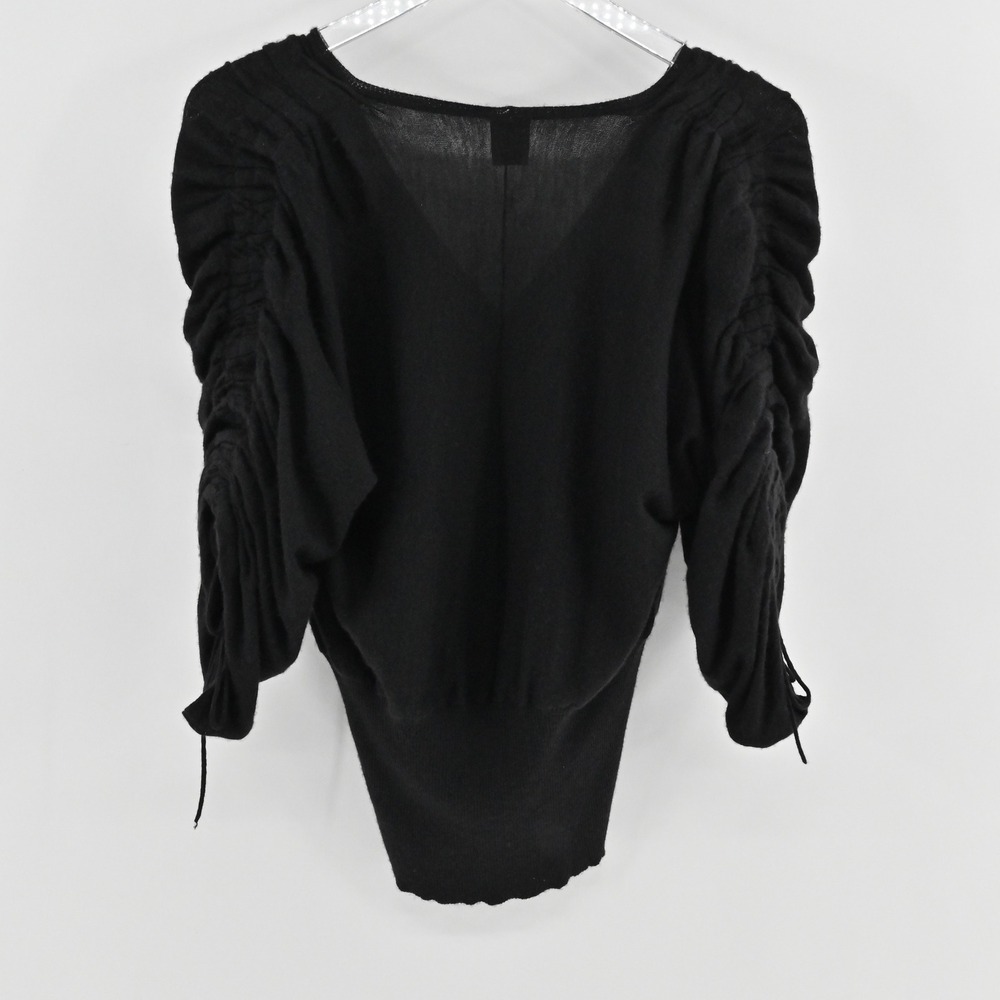 Missoni Womens Cashmere Silk Sweater Size 6 Black Ruched Sleeve Quiet Luxury - Picture 2 of 14